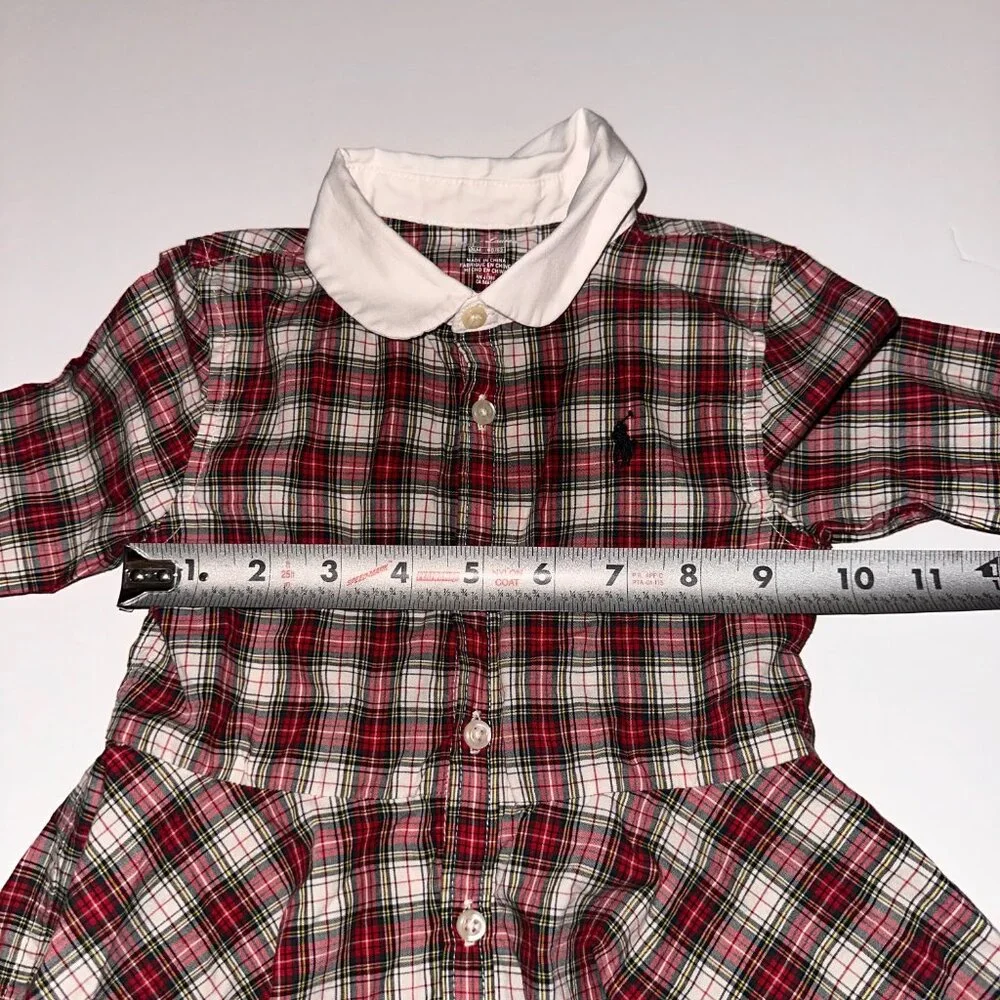 POLO RALPH LAUREN PLAID DRESS 24M LONG SLEEVE BUTTON FRONT WITH COLLAR